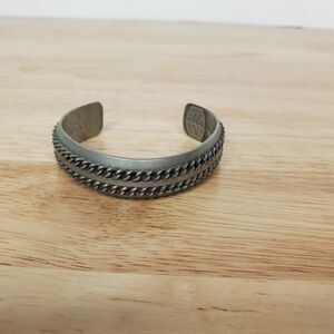 Heritage Pewter Cuff Bracelet Braided Silver Tone USA Made